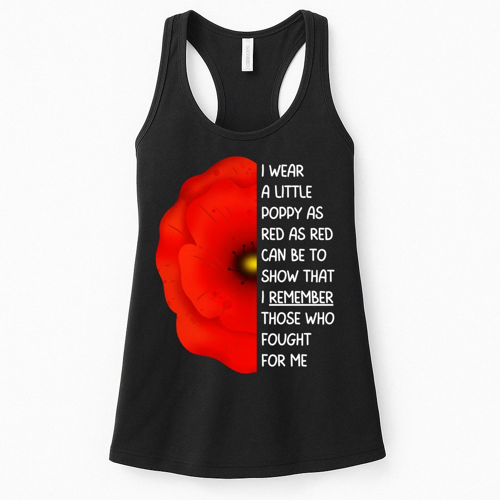 Red Poppy Flower Veterans Day USA Memorial Lest We Forget Womens Tank Top