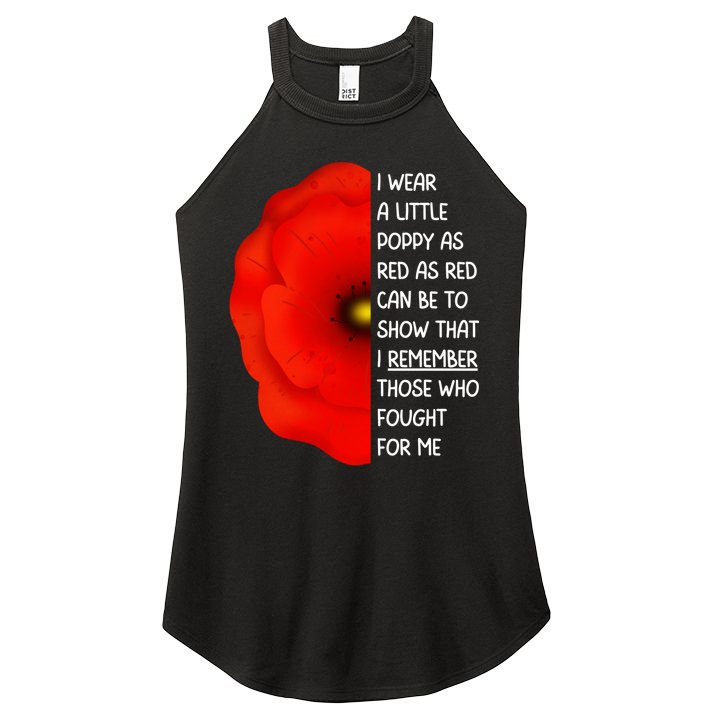 Red Poppy Flower Veterans Day USA Memorial Lest We Forget Women's Perfect Tri Rocker Tank