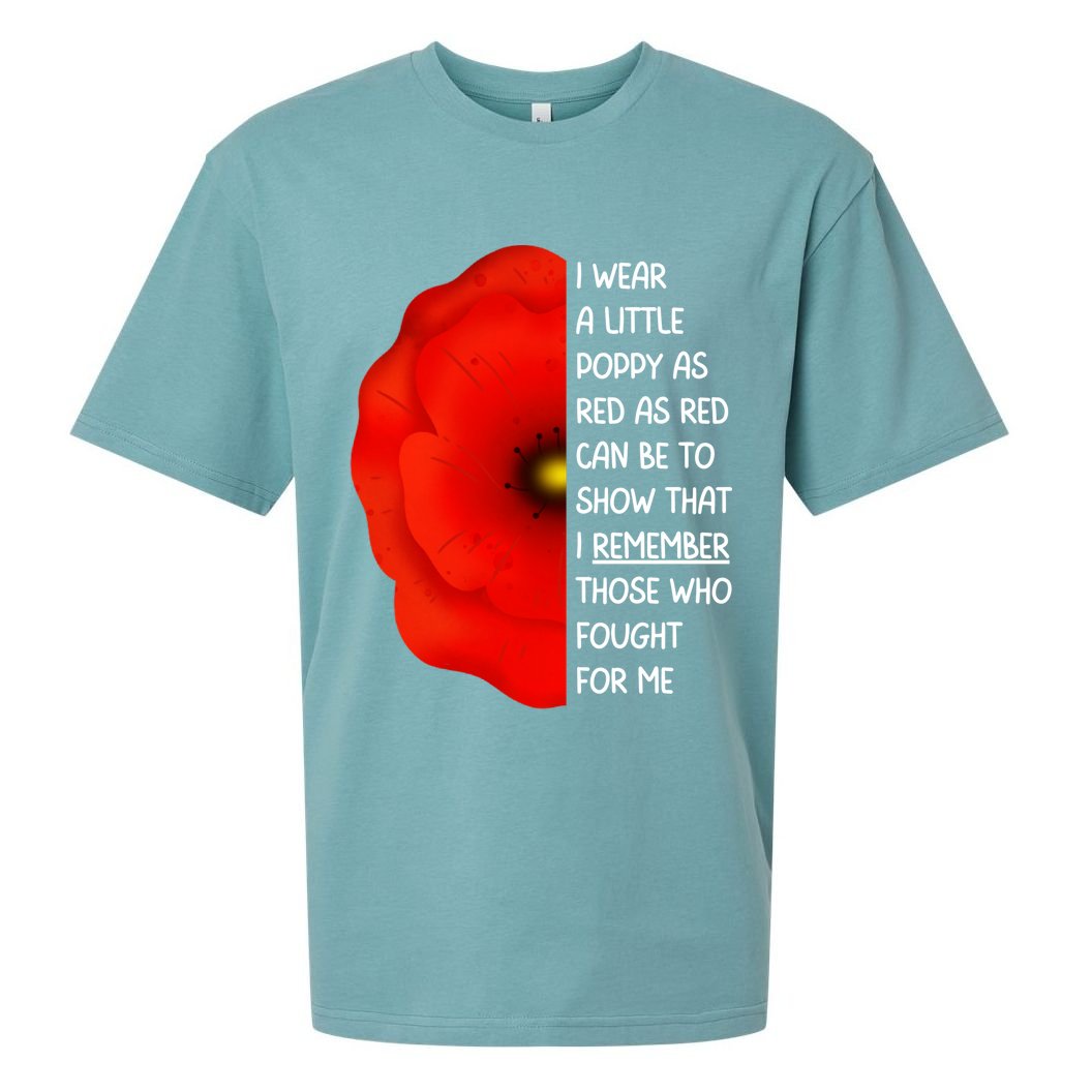 Red Poppy Flower Veterans Day USA Memorial Lest We Forget Sueded Cloud Jersey T-Shirt