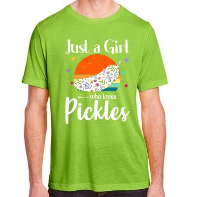 Retro Pickle Floral Design Just A Who Loves Pickles Gift Adult ChromaSoft Performance T-Shirt