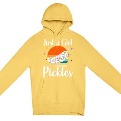 Retro Pickle Floral Design Just A Who Loves Pickles Gift Premium Pullover Hoodie