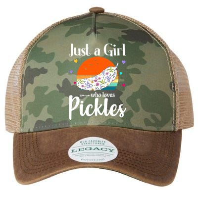 Retro Pickle Floral Design Just A Who Loves Pickles Gift Legacy Tie Dye Trucker Hat