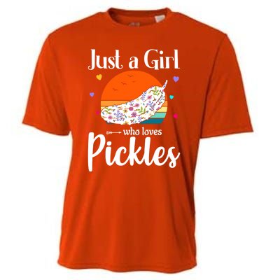 Retro Pickle Floral Design Just A Who Loves Pickles Gift Cooling Performance Crew T-Shirt