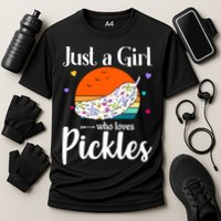 Retro Pickle Floral Design Just A Who Loves Pickles Gift Cooling Performance Crew T-Shirt