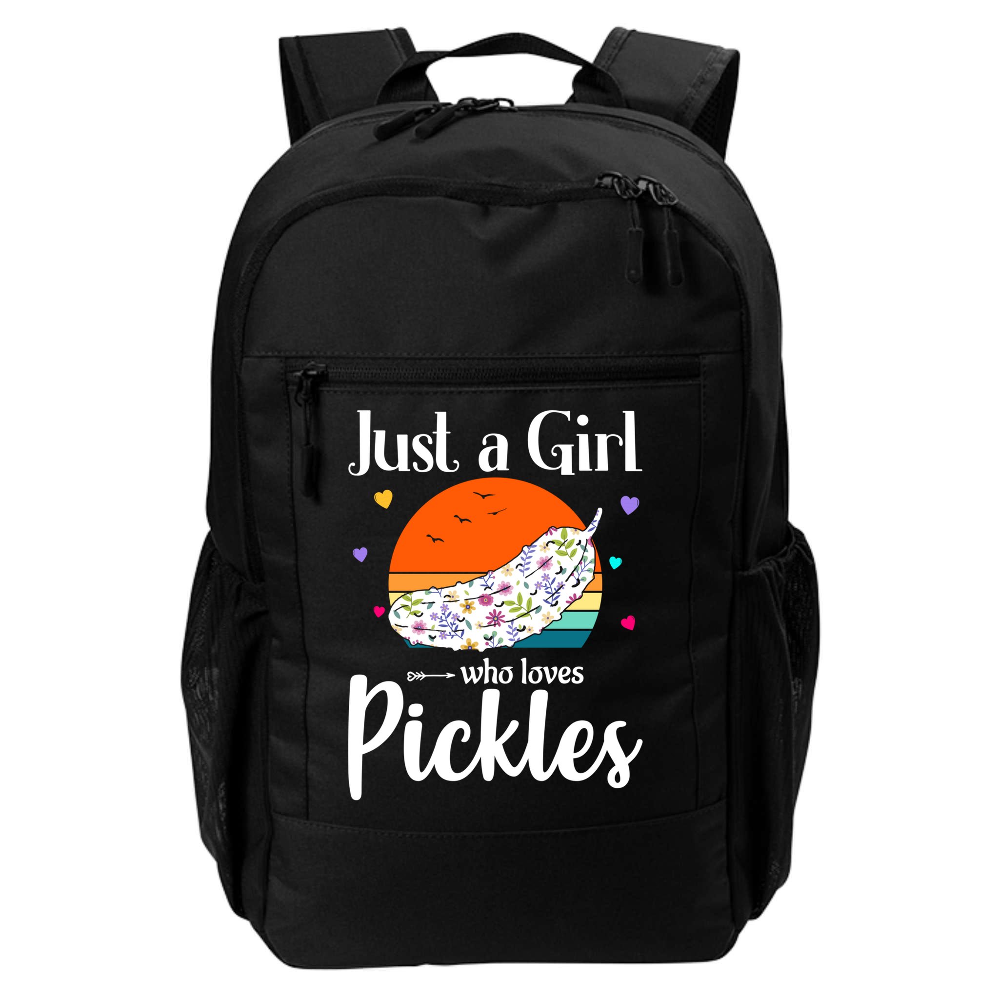 Retro Pickle Floral Design Just A Who Loves Pickles Gift Backpack