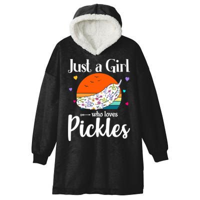 Retro Pickle Floral Design Just A Who Loves Pickles Gift Hooded Wearable Blanket