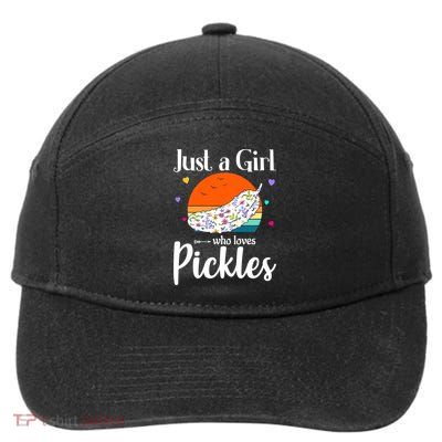Retro Pickle Floral Design Just A Who Loves Pickles Gift 7-Panel Snapback Hat