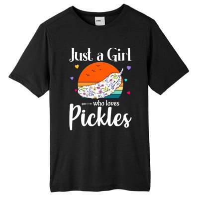 Retro Pickle Floral Design Just A Who Loves Pickles Gift Tall Fusion ChromaSoft Performance T-Shirt