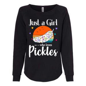 Retro Pickle Floral Design Just A Who Loves Pickles Gift Womens California Wash Sweatshirt