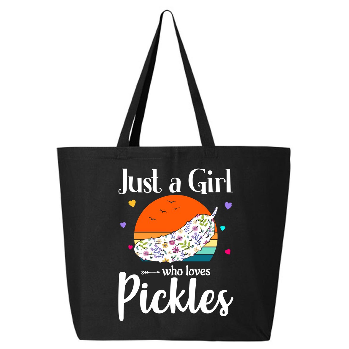 Retro Pickle Floral Design Just A Who Loves Pickles Gift 25L Jumbo Tote