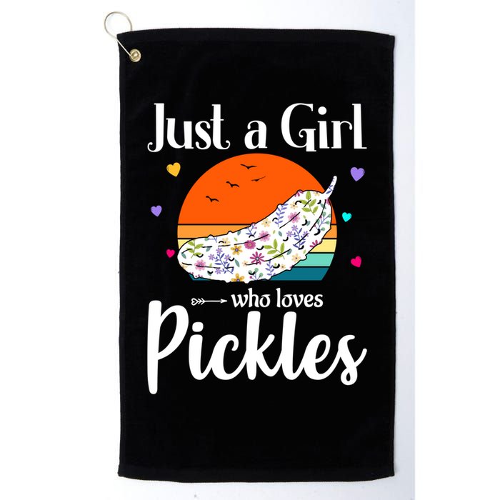 Retro Pickle Floral Design Just A Who Loves Pickles Gift Golf Towel
