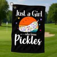 Retro Pickle Floral Design Just A Who Loves Pickles Gift Golf Towel