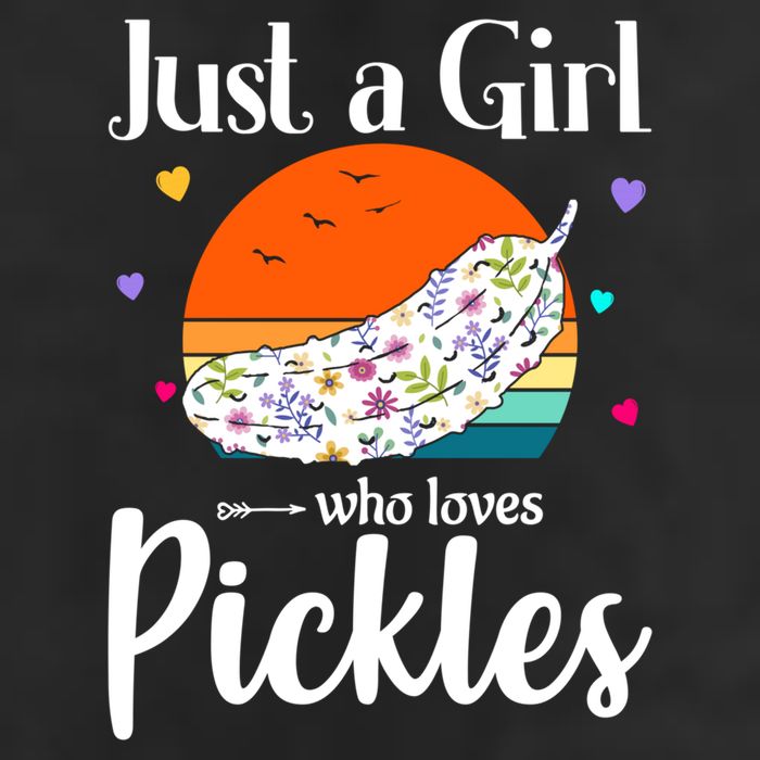 Retro Pickle Floral Design Just A Who Loves Pickles Gift Golf Towel