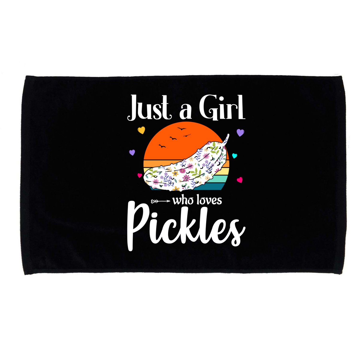 Retro Pickle Floral Design Just A Who Loves Pickles Gift Microfiber Hand Towel