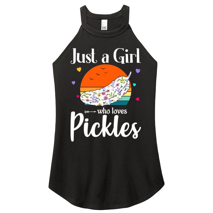 Retro Pickle Floral Design Just A Who Loves Pickles Gift Women's Perfect Tri Rocker Tank