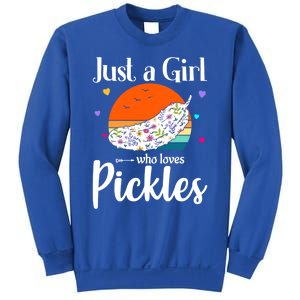 Retro Pickle Floral Design Just A Who Loves Pickles Gift Sweatshirt