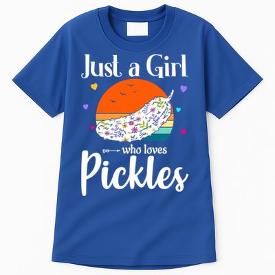 Retro Pickle Floral Design Just A Who Loves Pickles Gift Tall T-Shirt