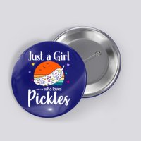 Retro Pickle Floral Design Just A Who Loves Pickles Gift Button