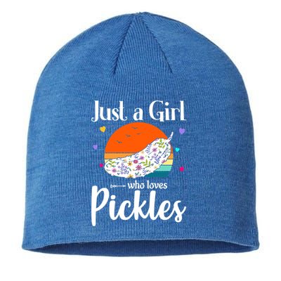Retro Pickle Floral Design Just A Who Loves Pickles Gift Sustainable Beanie