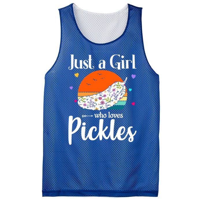 Retro Pickle Floral Design Just A Who Loves Pickles Gift Mesh Reversible Basketball Jersey Tank