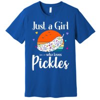 Retro Pickle Floral Design Just A Who Loves Pickles Gift Premium T-Shirt