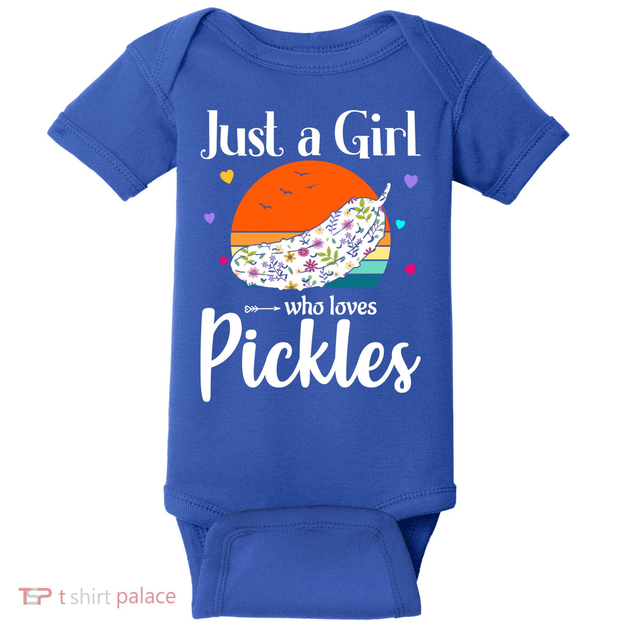 Retro Pickle Floral Design Just A Who Loves Pickles Gift Baby Bodysuit