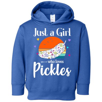 Retro Pickle Floral Design Just A Who Loves Pickles Gift Toddler Hoodie