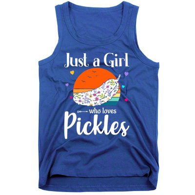 Retro Pickle Floral Design Just A Who Loves Pickles Gift Tank Top