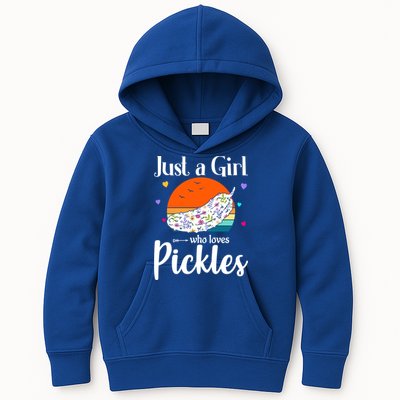 Retro Pickle Floral Design Just A Who Loves Pickles Gift Kids Hoodie