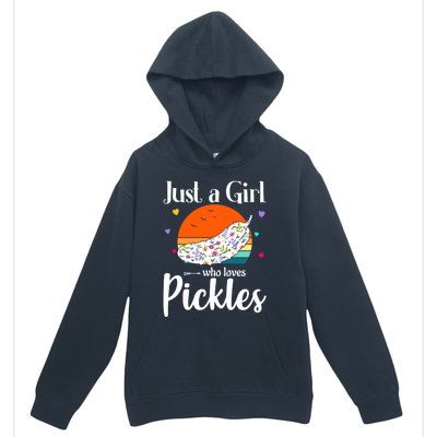 Retro Pickle Floral Design Just A Who Loves Pickles Gift Urban Pullover Hoodie