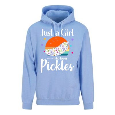 Retro Pickle Floral Design Just A Who Loves Pickles Gift Unisex Surf Hoodie