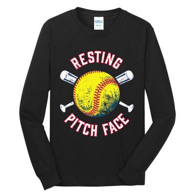 Resting Pitch Face Softball Tall Long Sleeve T-Shirt