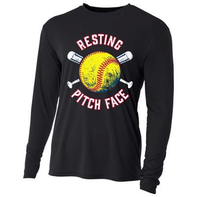 Resting Pitch Face Softball Cooling Performance Long Sleeve Crew