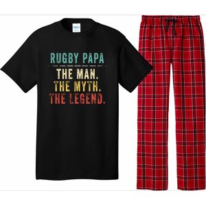 Rugby Papa Fathers Day Gift Rugby Papa Myth Legend Cool Gift Pajama Set