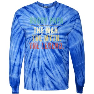 Rugby Papa Fathers Day Gift Rugby Papa Myth Legend Cool Gift Tie-Dye Long Sleeve Shirt