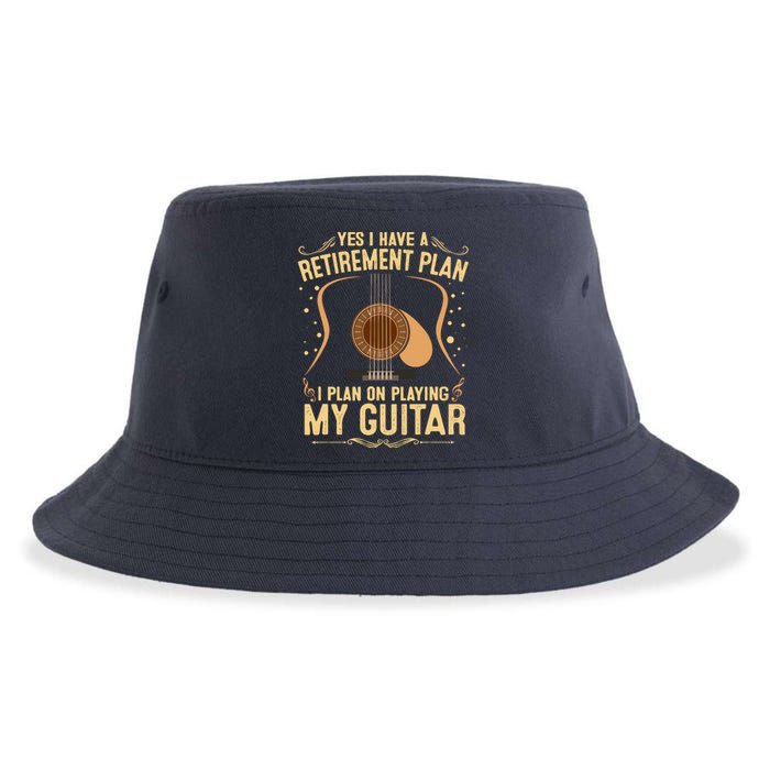 Retirement Plan For Guitar Players Retired Grandpa Dad Sustainable Bucket Hat