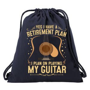 Retirement Plan For Guitar Players Retired Grandpa Dad Drawstring Bag