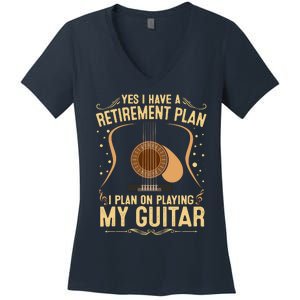 Retirement Plan For Guitar Players Retired Grandpa Dad Women's V-Neck T-Shirt