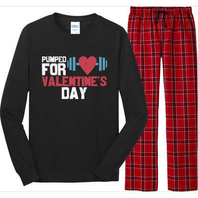 Retro Pumped For Funny Valentines Day Gym Workout Fitness Meaningful Gift Long Sleeve Pajama Set