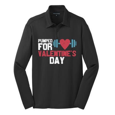 Retro Pumped For Funny Valentines Day Gym Workout Fitness Meaningful Gift Silk Touch Performance Long Sleeve Polo