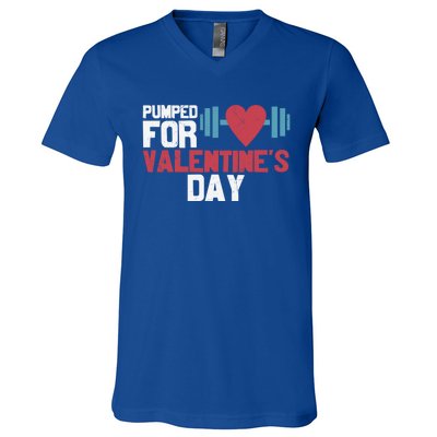 Retro Pumped For Funny Valentines Day Gym Workout Fitness Meaningful Gift V-Neck T-Shirt