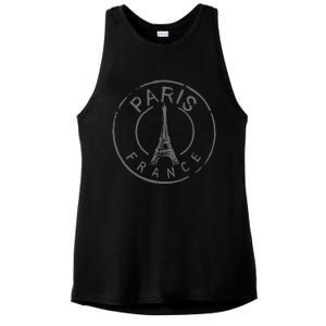 Retro Paris France Eiffel Tower Love Ladies PosiCharge Tri-Blend Wicking Tank