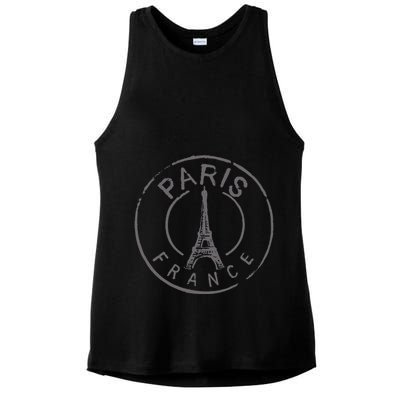 Retro Paris France Eiffel Tower Love Ladies PosiCharge Tri-Blend Wicking Tank