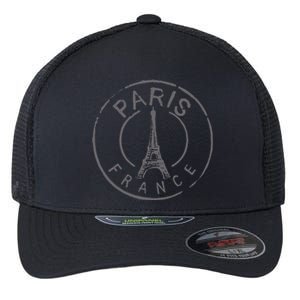 Retro Paris France Eiffel Tower Love Flexfit Unipanel Trucker Cap