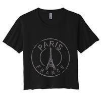 Retro Paris France Eiffel Tower Love Women's Crop Top Tee