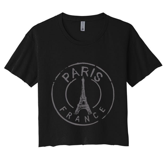 Retro Paris France Eiffel Tower Love Women's Crop Top Tee
