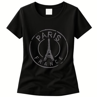 Retro Paris France Eiffel Tower Love Womens T-Shirt
