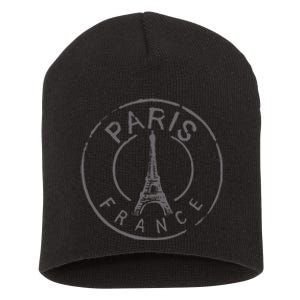 Retro Paris France Eiffel Tower Love Short Acrylic Beanie