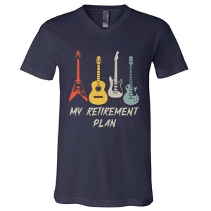 Retirement Plan For Guitar Players Retired Grandpa Dad V-Neck T-Shirt