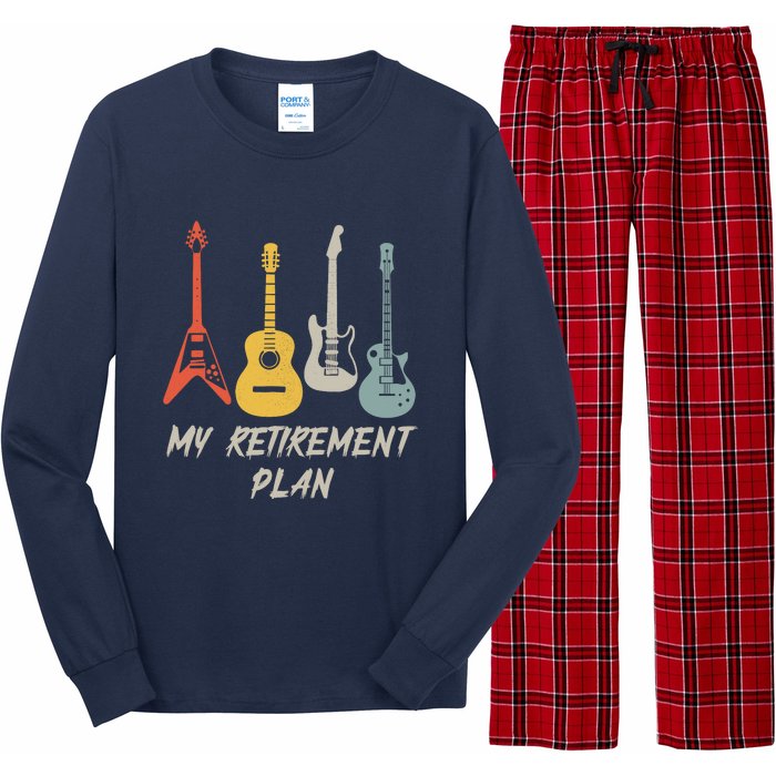 Retirement Plan For Guitar Players Retired Grandpa Dad Long Sleeve Pajama Set